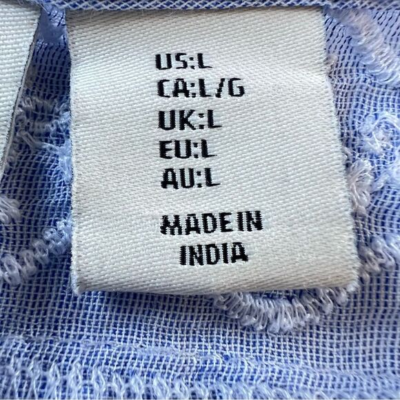 Joie Blue and White Embroidered Eyelet Boho Camisole Crop Top SZ L - Picture 5 of 10